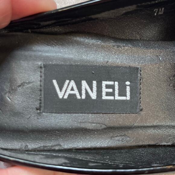 Vaneli Black Crocodile Embossed Leather Slip On Summer Slides Shoes - Size 7M - Picture 2 of 11